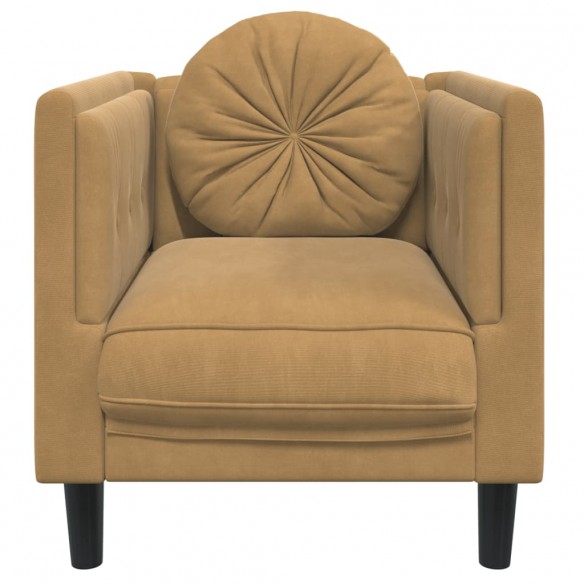 Fauteuil avec coussin marron velours