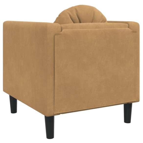 Fauteuil avec coussin marron velours