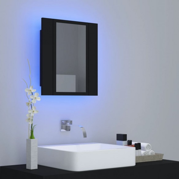 Armoire à miroir de salle de bain LED Noir 40x12x45 Acrylique