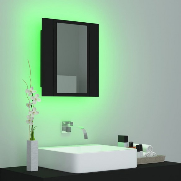 Armoire à miroir de salle de bain LED Noir 40x12x45 Acrylique