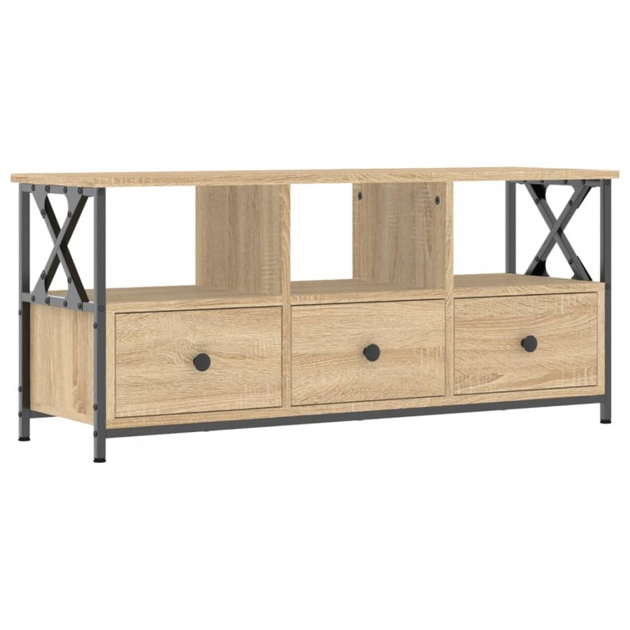 Meuble TV chêne sonoma 102x33x45 cm bois d'ingénierie et fer Meuble TV chêne sonoma 102x33x45 cm bois d'ingénierie et fer