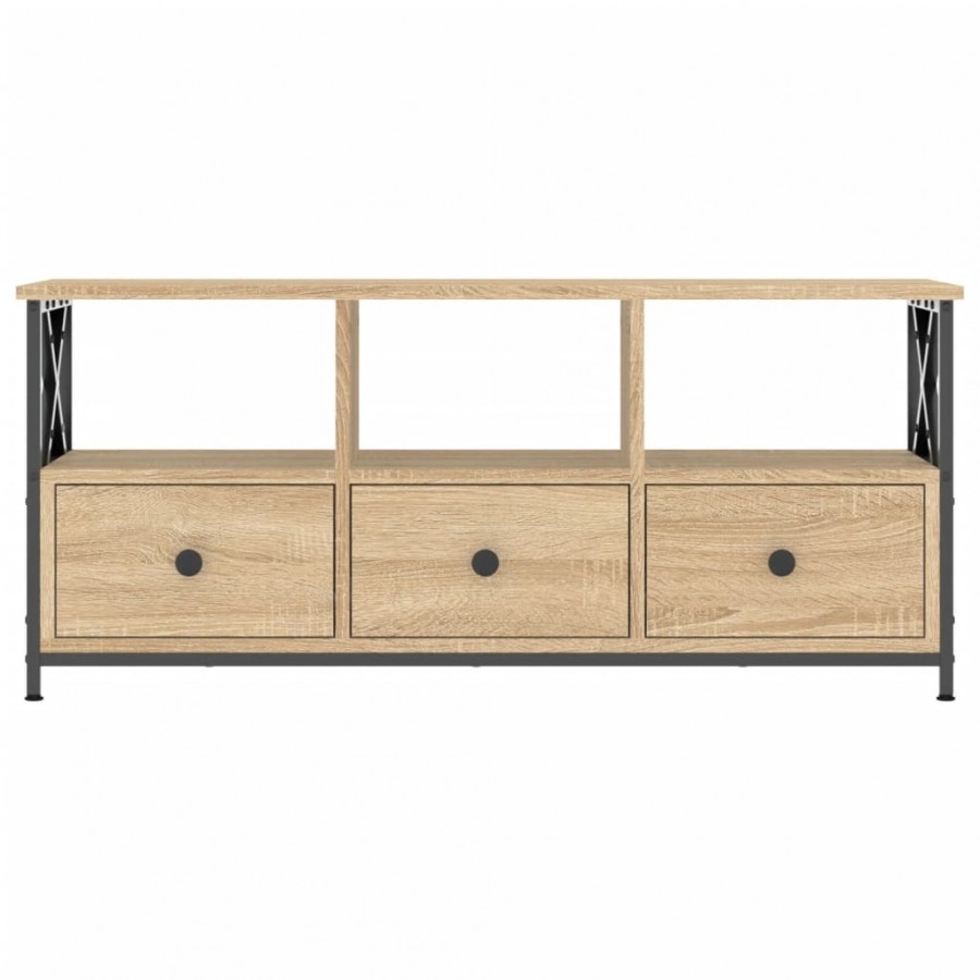 Meuble TV chêne sonoma 102x33x45 cm bois d'ingénierie et fer Meuble TV chêne sonoma 102x33x45 cm bois d'ingénierie et fer