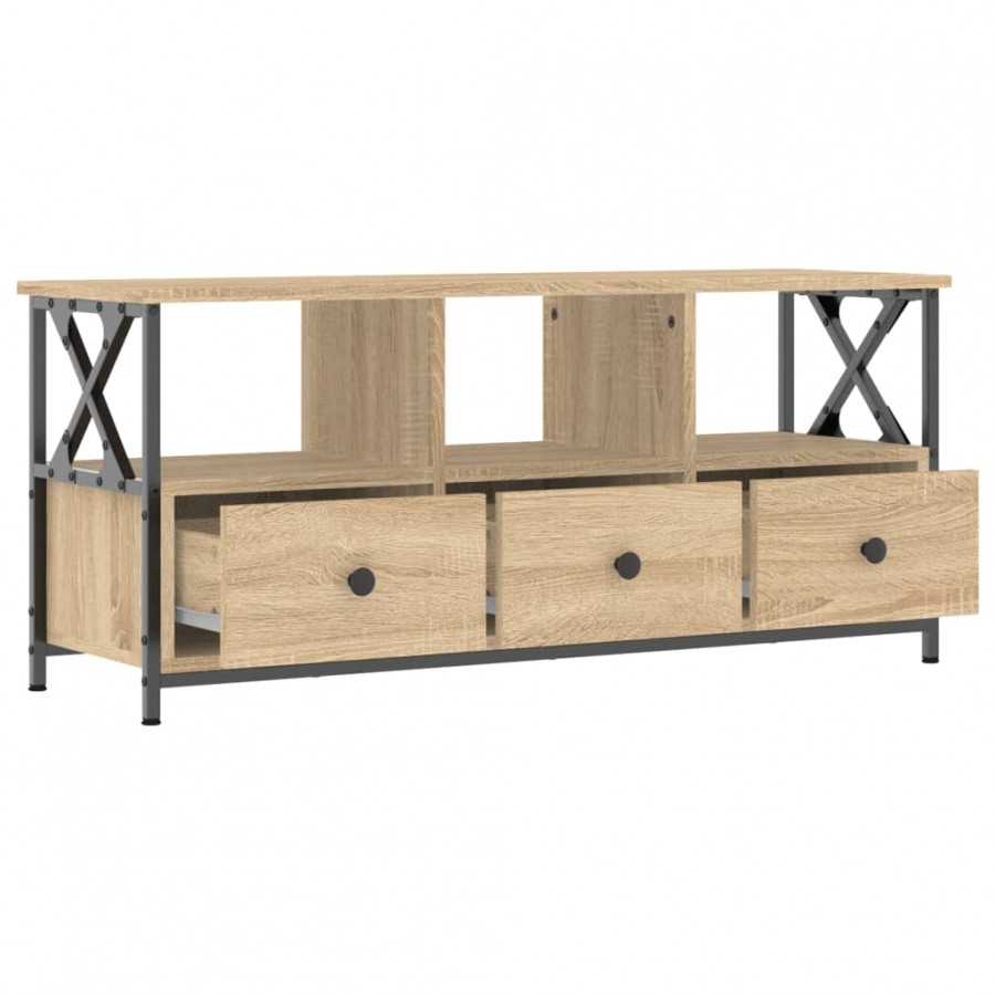 Meuble TV chêne sonoma 102x33x45 cm bois d'ingénierie et fer Meuble TV chêne sonoma 102x33x45 cm bois d'ingénierie et fer