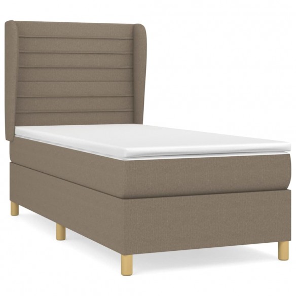 Cadre de lit avec matelas Taupe 90x190 cm Tissu