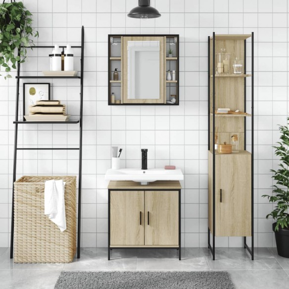 Ensemble d'armoires de salle de bain 3 pcs chêne sonoma