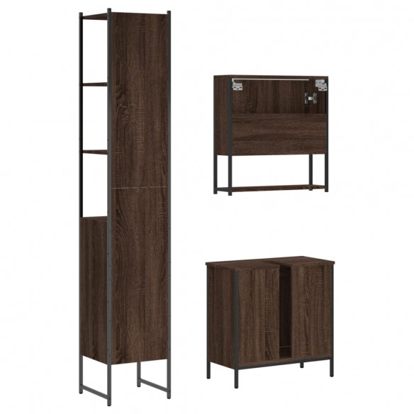 Ensemble de meubles de salle de bain 3 pcs Chêne marron