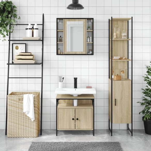 Ensemble d'armoires de salle de bain 3 pcs chêne sonoma