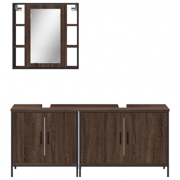 Ensemble d'armoires de salle de bain 3 pcs chêne marron