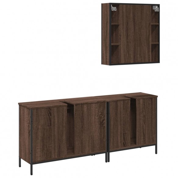 Ensemble d'armoires de salle de bain 3 pcs chêne marron