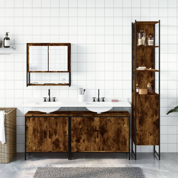 Ensemble de meubles de salle de bain 4 pcs Chêne fumé Bois