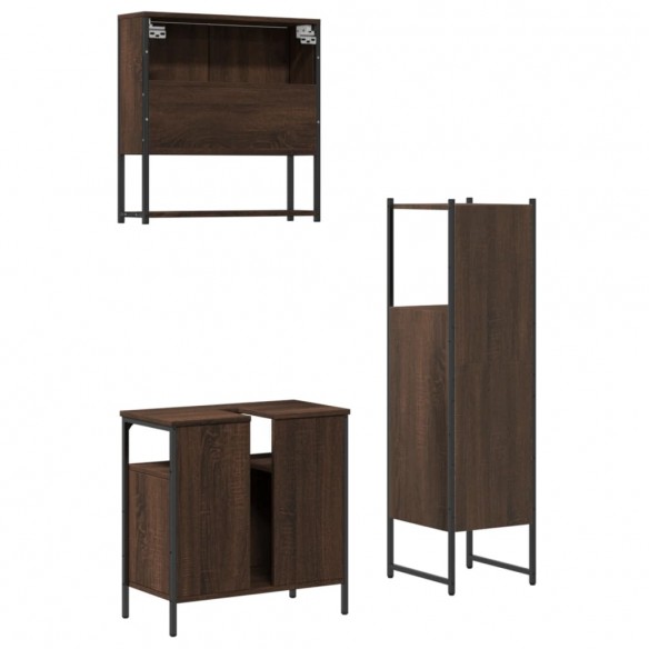 Ensemble de meubles de salle de bain 3 pcs Chêne marron