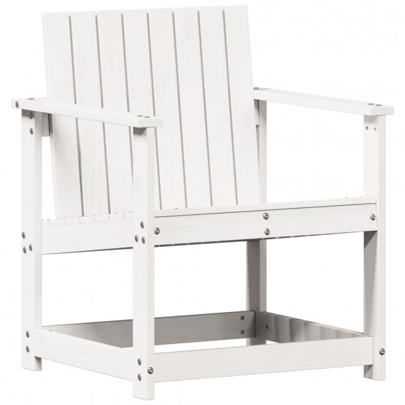 Salon de jardin 3 pcs blanc bois massif de pin