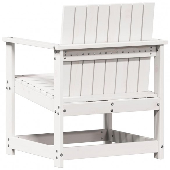 Salon de jardin 3 pcs blanc bois massif de pin