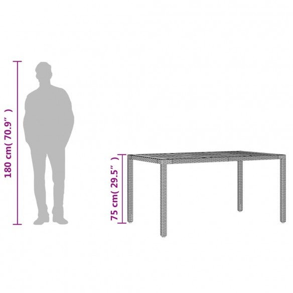 Table de jardin et dessus en bois d'acacia gris résine tressée