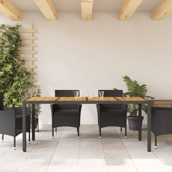 Table de jardin et dessus en bois d'acacia noir résine tressée