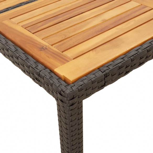 Table de jardin et dessus en bois d'acacia noir résine tressée