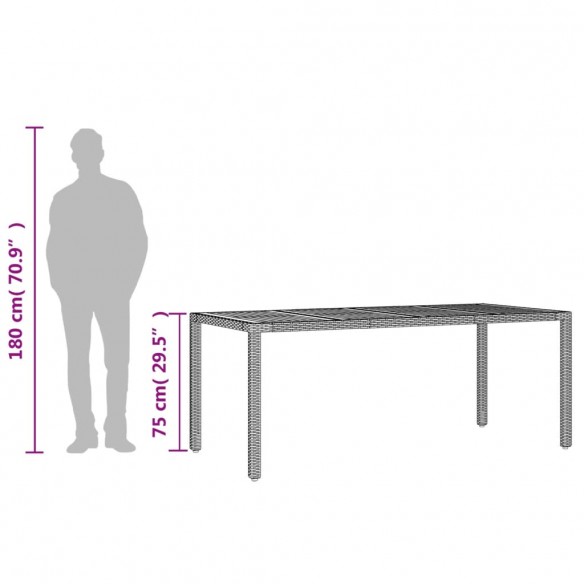 Table de jardin et dessus en bois d'acacia noir résine tressée