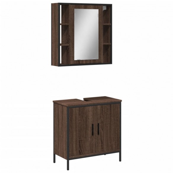 Ensemble de meubles de salle de bain 2 pcs Chêne marron