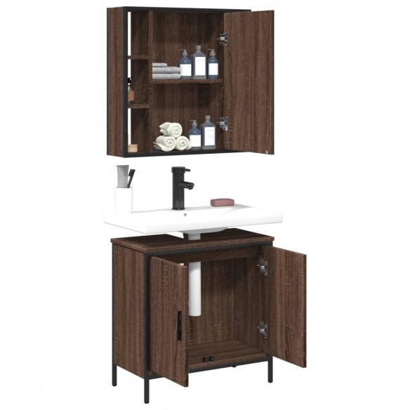 Ensemble de meubles de salle de bain 2 pcs Chêne marron