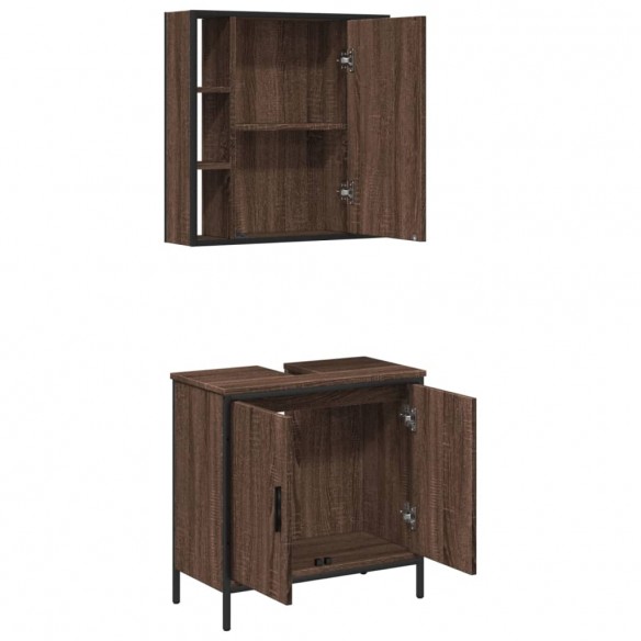 Ensemble de meubles de salle de bain 2 pcs Chêne marron