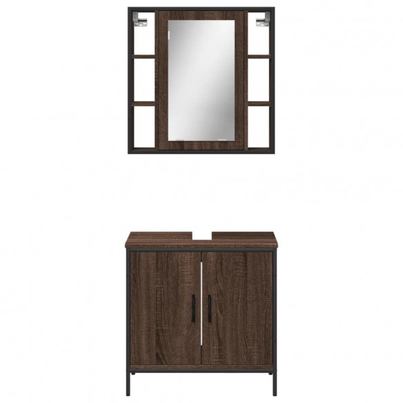 Ensemble de meubles de salle de bain 2 pcs Chêne marron