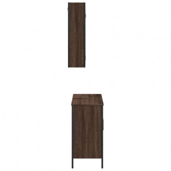 Ensemble de meubles de salle de bain 2 pcs Chêne marron