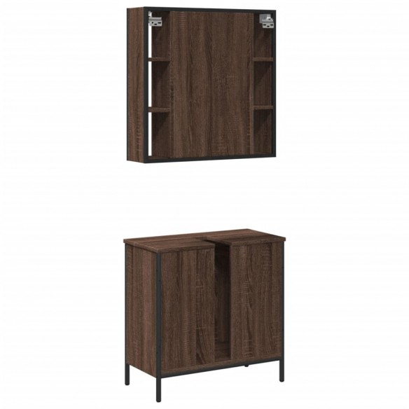 Ensemble de meubles de salle de bain 2 pcs Chêne marron