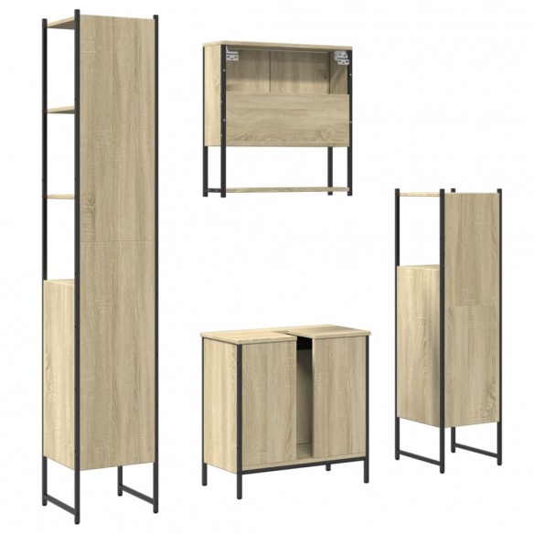 Ensemble de meubles de salle de bain 4 pcs chêne sonoma