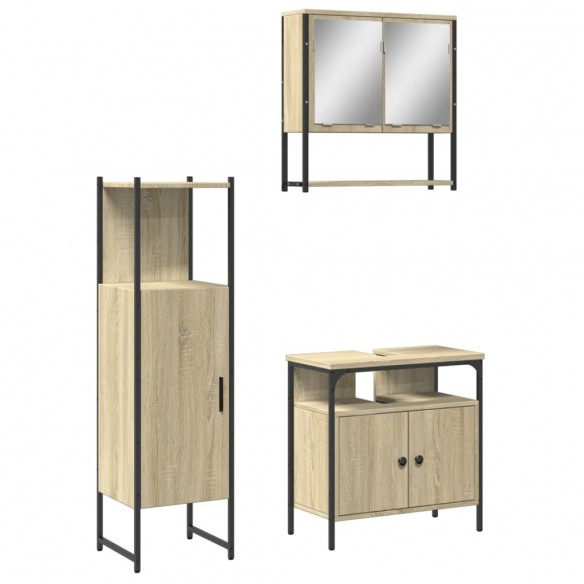 Ensemble de meubles de salle de bain 3 pcs chêne sonoma