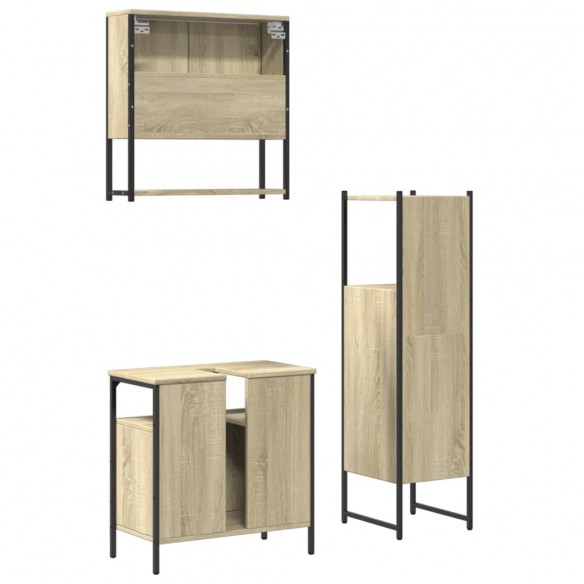 Ensemble de meubles de salle de bain 3 pcs chêne sonoma