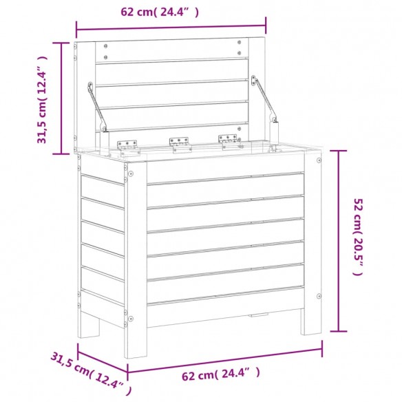 Repose-pied de jardin 62x31,5x52 cm bois de pin massif