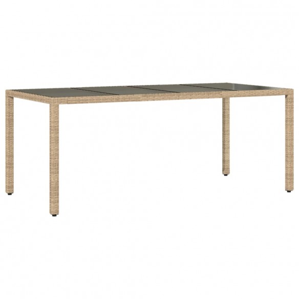 Table de jardin avec dessus en verre beige résine tressée