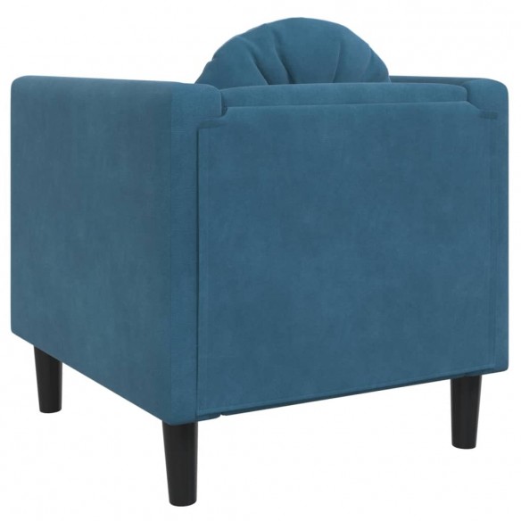 Fauteuil avec coussin bleu velours