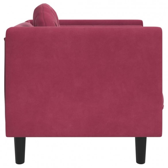 Fauteuil avec coussin rouge bordeaux velours