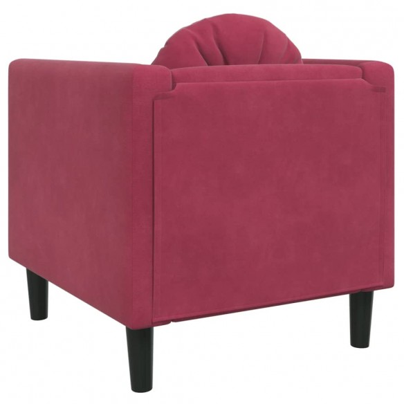 Fauteuil avec coussin rouge bordeaux velours