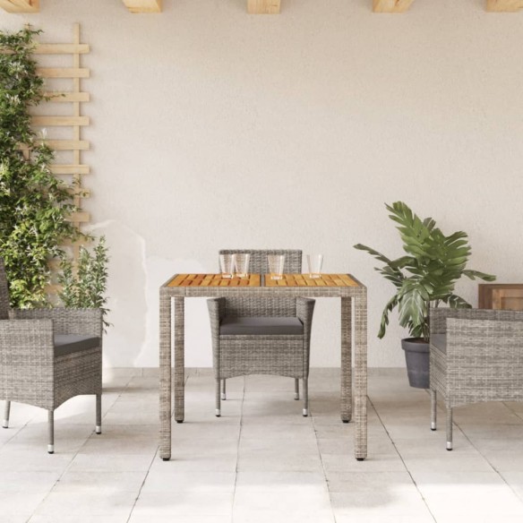 Table de jardin et dessus en bois d'acacia gris résine tressée