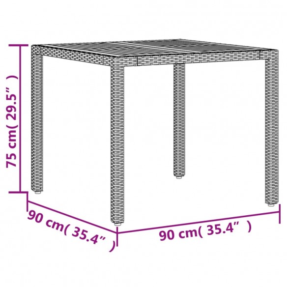 Table de jardin et dessus en bois d'acacia gris résine tressée