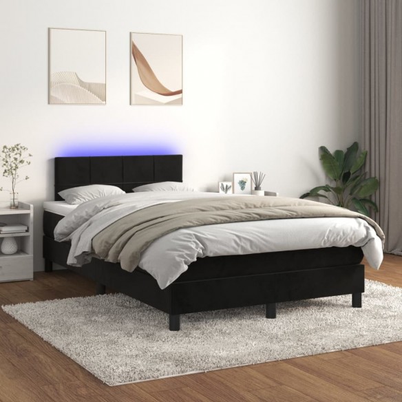 Cadre de lit avec matelas et LED Noir 120 x 200 cm