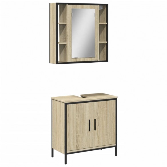 Ensemble de meubles de salle de bain 2 pcs chêne sonoma