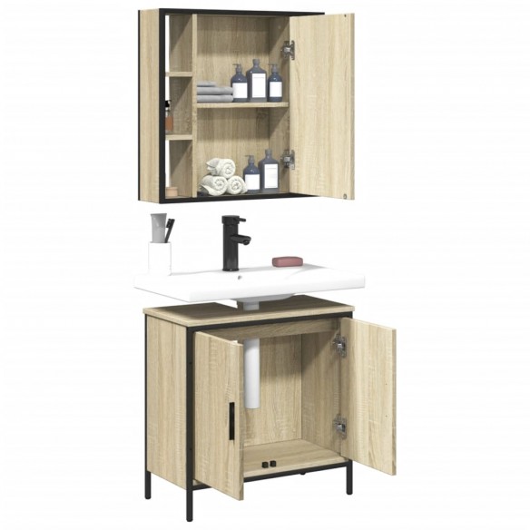 Ensemble de meubles de salle de bain 2 pcs chêne sonoma