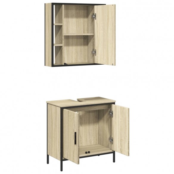 Ensemble de meubles de salle de bain 2 pcs chêne sonoma