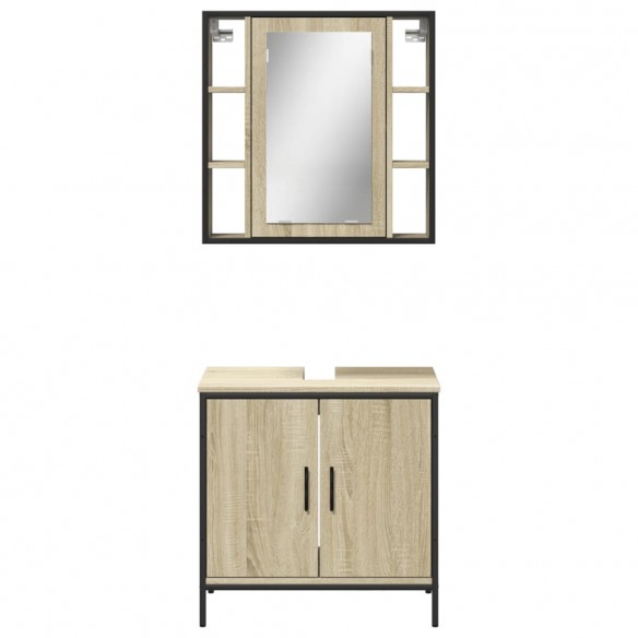 Ensemble de meubles de salle de bain 2 pcs chêne sonoma