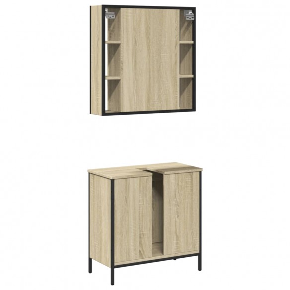 Ensemble de meubles de salle de bain 2 pcs chêne sonoma