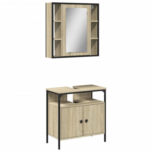 Ensemble de meubles de salle de bain 2 pcs chêne sonoma