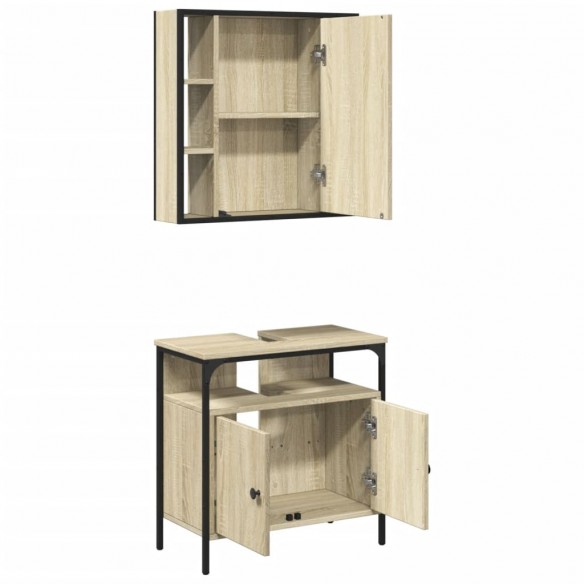 Ensemble de meubles de salle de bain 2 pcs chêne sonoma