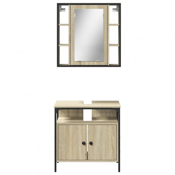 Ensemble de meubles de salle de bain 2 pcs chêne sonoma