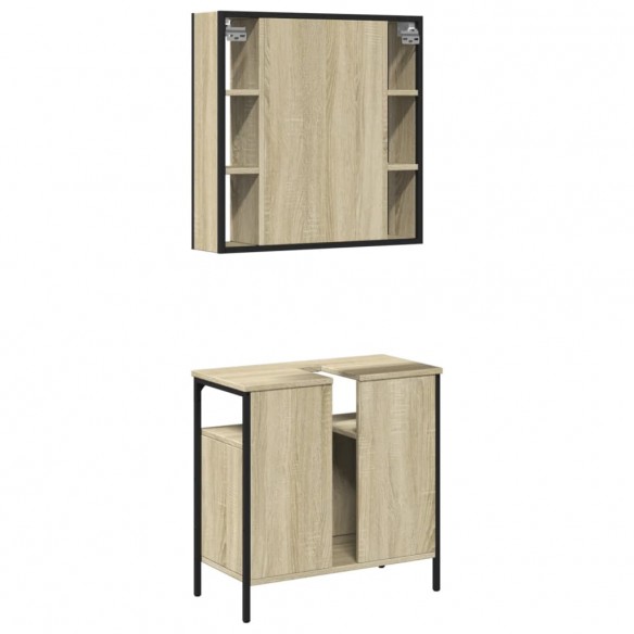 Ensemble de meubles de salle de bain 2 pcs chêne sonoma