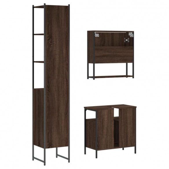 Ensemble de meubles de salle de bain 3 pcs Chêne marron