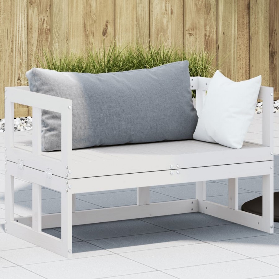 Canapé de jardin extensible blanc bois massif de pin