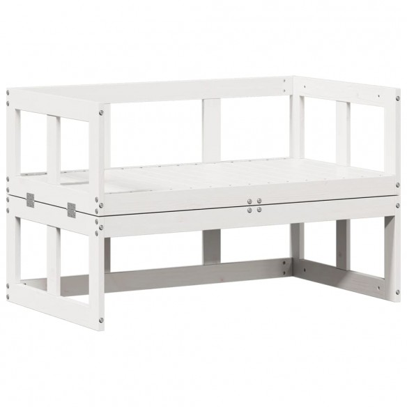 Canapé de jardin extensible blanc bois massif de pin